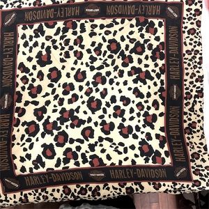 Harley Davidson motorcycle leopard print silk scarf
